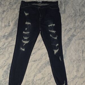 Chic Soul - Symbol Of Status - Dark Wash Distressed Women's Jeans - 22 - NWOT